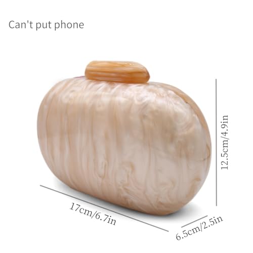 GSYPS Acrylic Evening Clutch Bag for Women Shell Shape Shoulder Crossbody Bag Glitter Marble Purse Handbag Champagne - Image 2