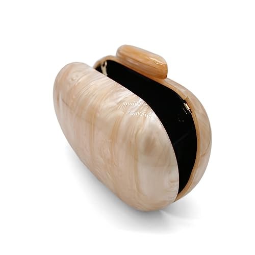 GSYPS Acrylic Evening Clutch Bag for Women Shell Shape Shoulder Crossbody Bag Glitter Marble Purse Handbag Champagne - Image 5