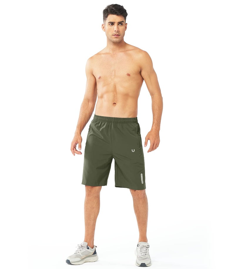 NORTHYARD Men's Athletic Running Shorts Gym Workout Shorts 7"/ 9"/ 5" Quick Dry Lightweight Sports Basketball Exercise Tennis Exercise ARMYGREEN-9inch L - Image 5