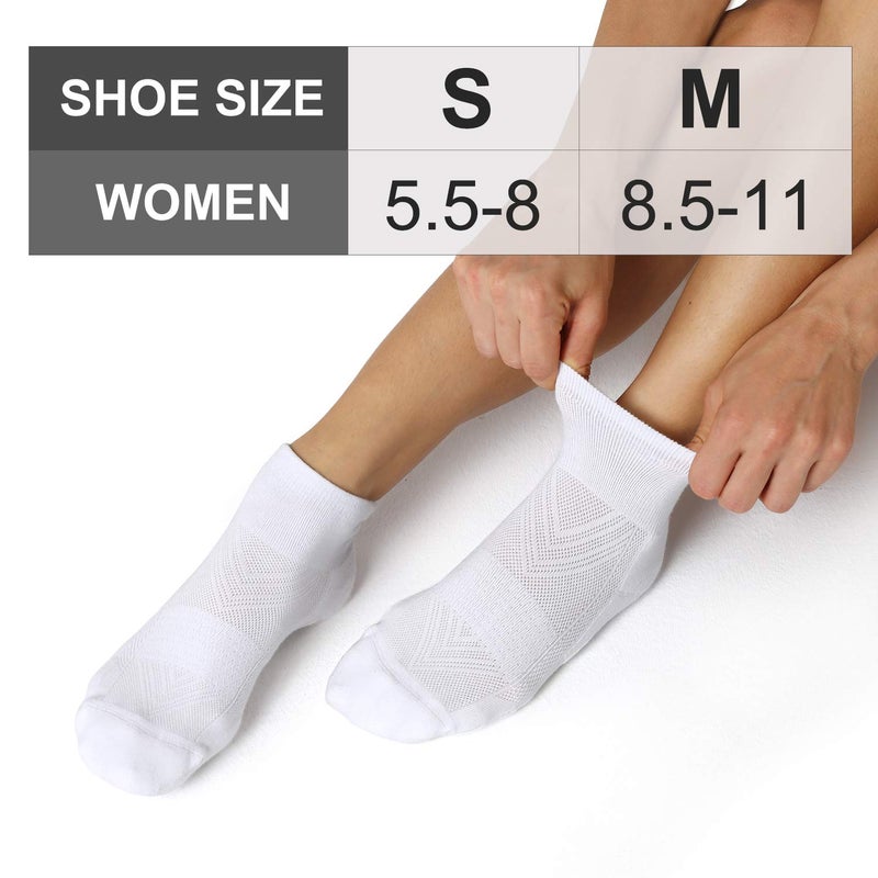 CS CELERSPORT CelerSport 6 Pack Women's Ankle Socks with Cushion, Sport Athletic Running Socks, 6 Pair White, Small - Image 2