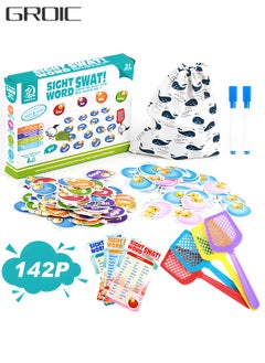 GROIC 110 PCS Sight Words Game, Literacy Learning Reading Flash Cards Toy Games with Fry Site Words and 4 Fly Swatters Set Educational Toy, Learn to Read Games for Kindergarten,Home School Kids  - Image 1