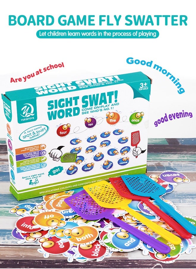 GROIC 110 PCS Sight Words Game, Literacy Learning Reading Flash Cards Toy Games with Fry Site Words and 4 Fly Swatters Set Educational Toy, Learn to Read Games for Kindergarten,Home School Kids  - Image 2