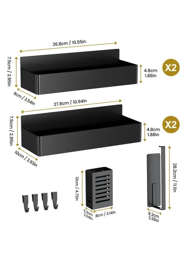 Magnetic Storage Rack Set With Hooks Small Square Box And Paper Towel Holder - Image 1