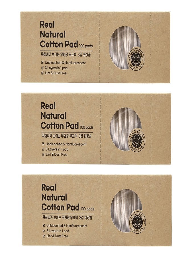 VARUZA [varuza] Kbeauty Lint Free Unbleached & Non-Fluorescent 3 Layered Cotton Pads Dual(Soft & Textured) Type (300 Count (Pack of 1), Soft 3 Layers (1.96 x 2.55 in)) - Image 1