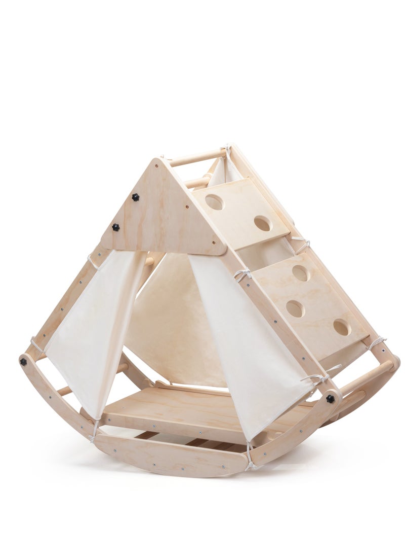MaBaby 8 in 1 Pikler Triangle Set with Slide Arch Climber Rocker, Montessori Kids Climbing Toys, Indoor Playground Jungle Gym for Kids  - Image 4