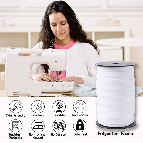 A ANYSSI Bias Tape Double Fold 1 inch, Double Fold Bias Binding Tape 55 Yards (White) and 4 Pieces Sewing Fabric Chalks for Crafts, Sewing, Seaming, Hemming, Piping, Quilting. - Image 3
