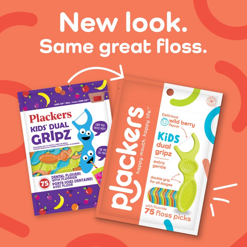 Plackers Kids Dental Floss Picks 75, Multicolor, Fruit Smoothie Swirl, Original Version, 300 Count (Pack of 4) - Image 2
