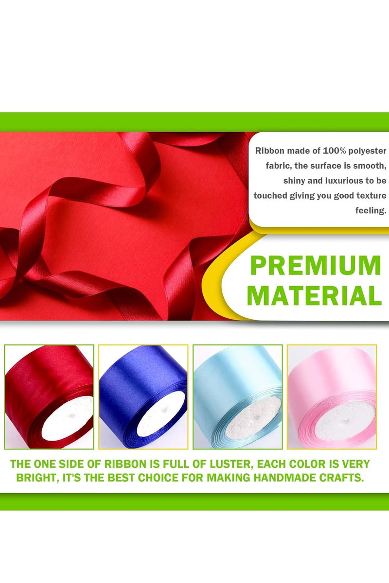 Flushrenic 5 Color Satin Ribbon Rolls - 22 M x 4 cm - Fabric Ribbon for Gift Wrapping, DIY Crafts, Party Wedding Decoration - Image 3