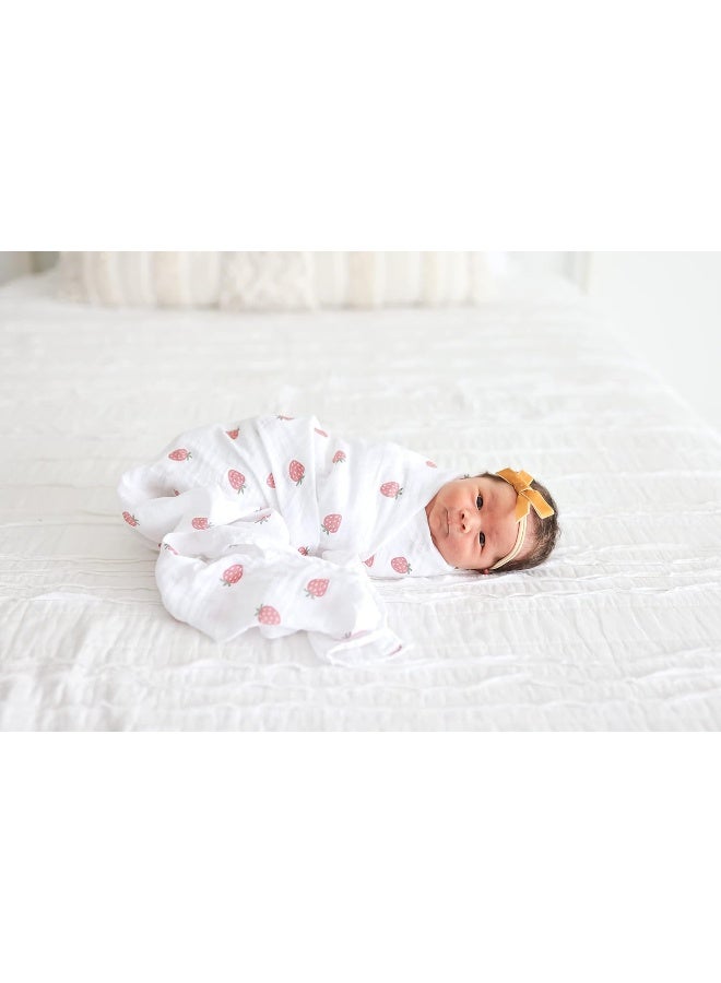 lulujo lulujo 2-pack Cotton Swaddles - Strawberry & Ballet Slipper - Image 4