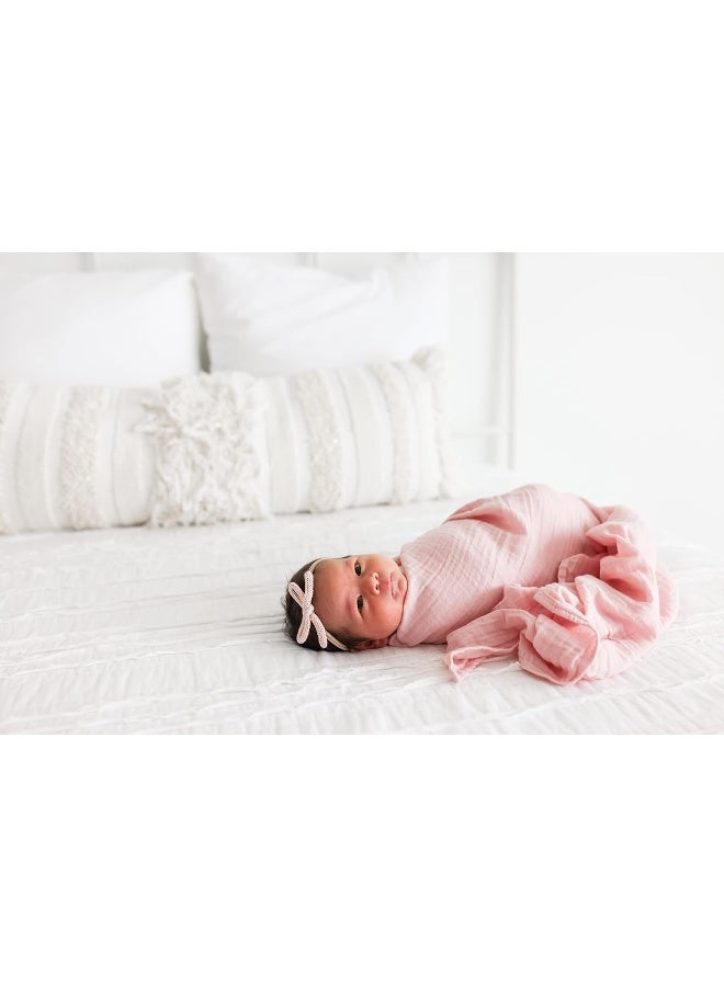 lulujo lulujo 2-pack Cotton Swaddles - Strawberry & Ballet Slipper - Image 5