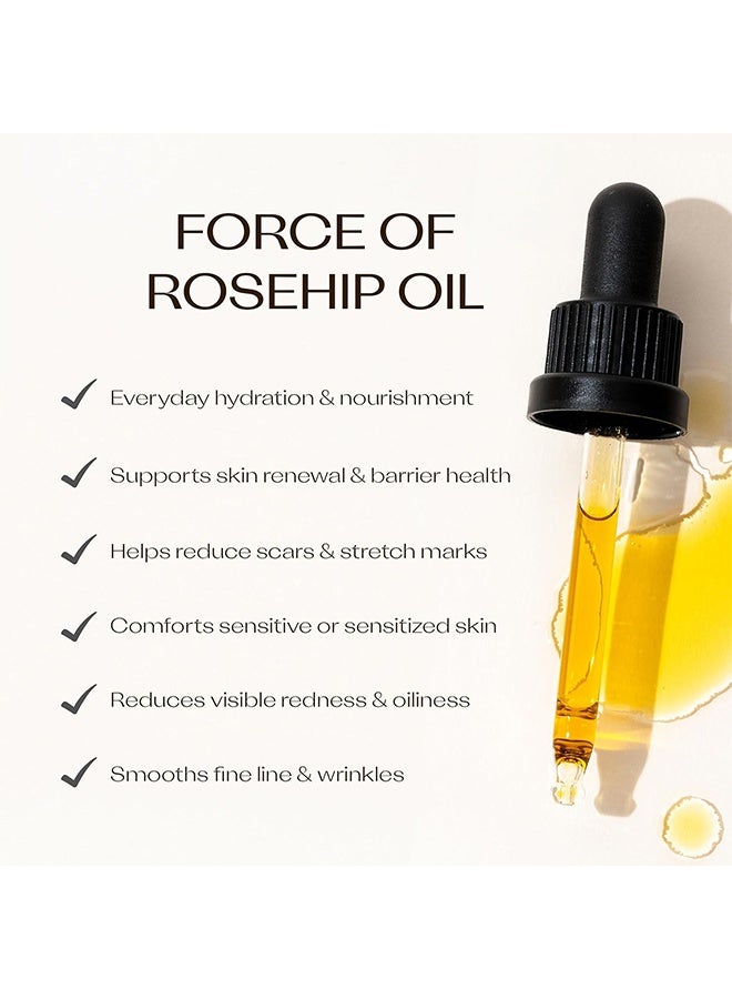 تريلوجي زيت حبوب الورد العضوي المعتمد 45 مل - زيت حبوب الورد الزيتي النقي المُستخلص بالضغط البارد لعلاج الندوب، الندوب الناتجة عن الحمل، الخطوط الدقيقة والتجاعيد - مع أوميغا 3، 6 و9 مناسب لجميع أنواع البشرة - Image 2