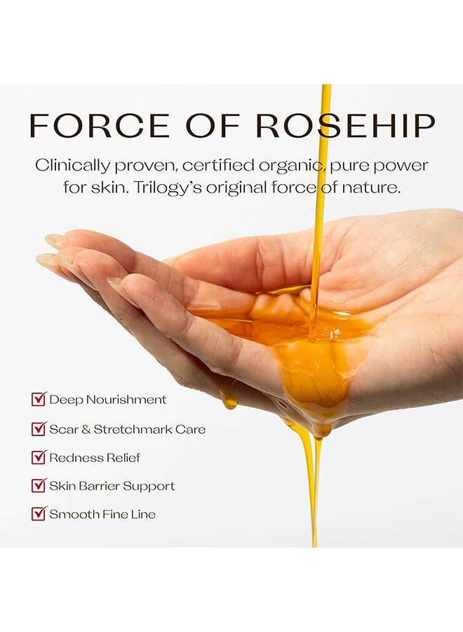 تريلوجي زيت حبوب الورد العضوي المعتمد 45 مل - زيت حبوب الورد الزيتي النقي المُستخلص بالضغط البارد لعلاج الندوب، الندوب الناتجة عن الحمل، الخطوط الدقيقة والتجاعيد - مع أوميغا 3، 6 و9 مناسب لجميع أنواع البشرة - Image 3