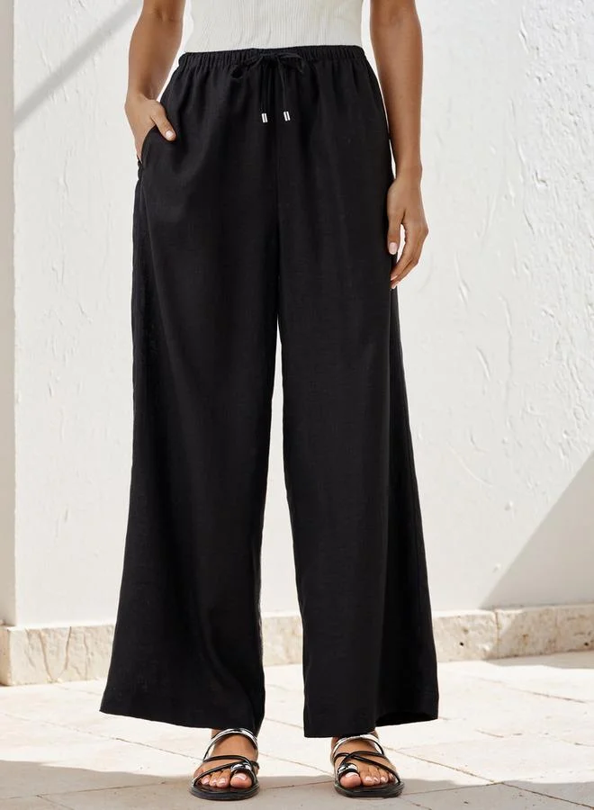 Splash FAV Linen Blend Wide Leg Trousers