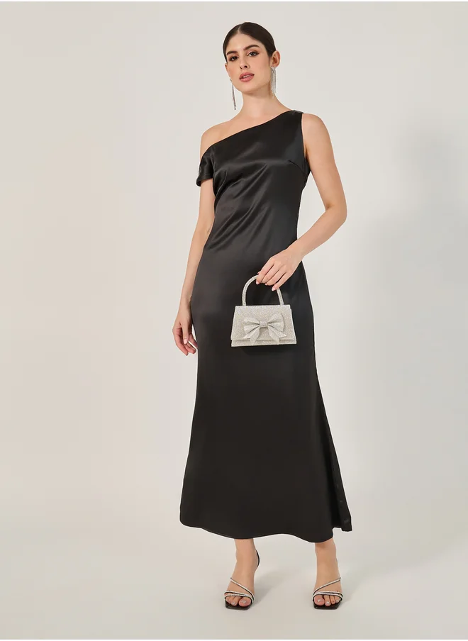 ستايلي Solid One Shoulder A-Line Maxi Dress