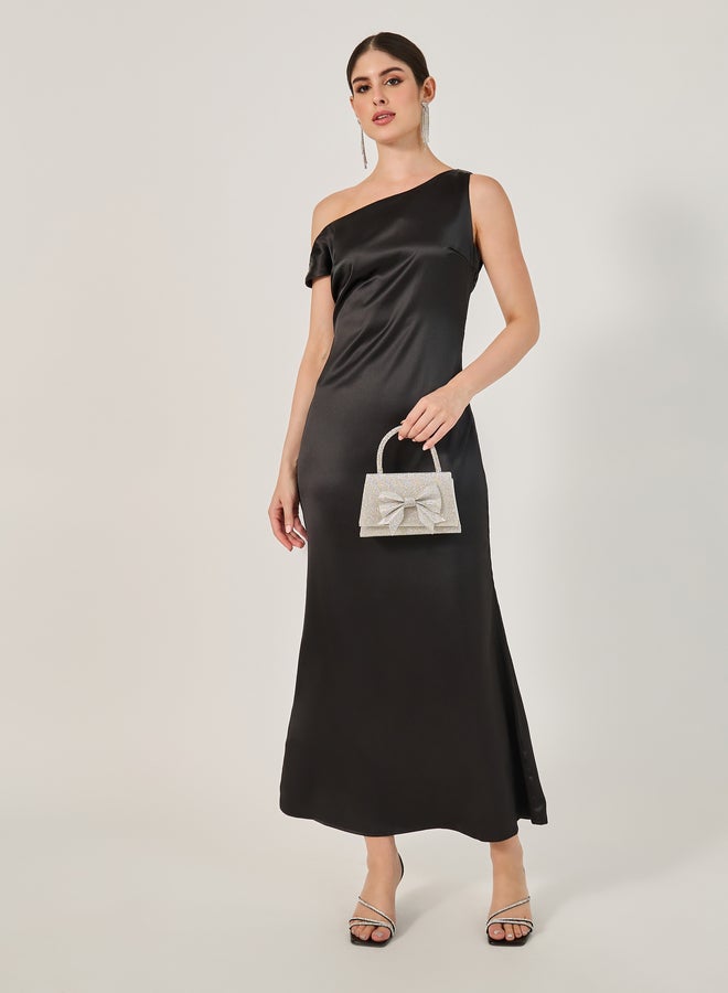 Styli Solid One Shoulder A-Line Maxi Dress  - Image 1