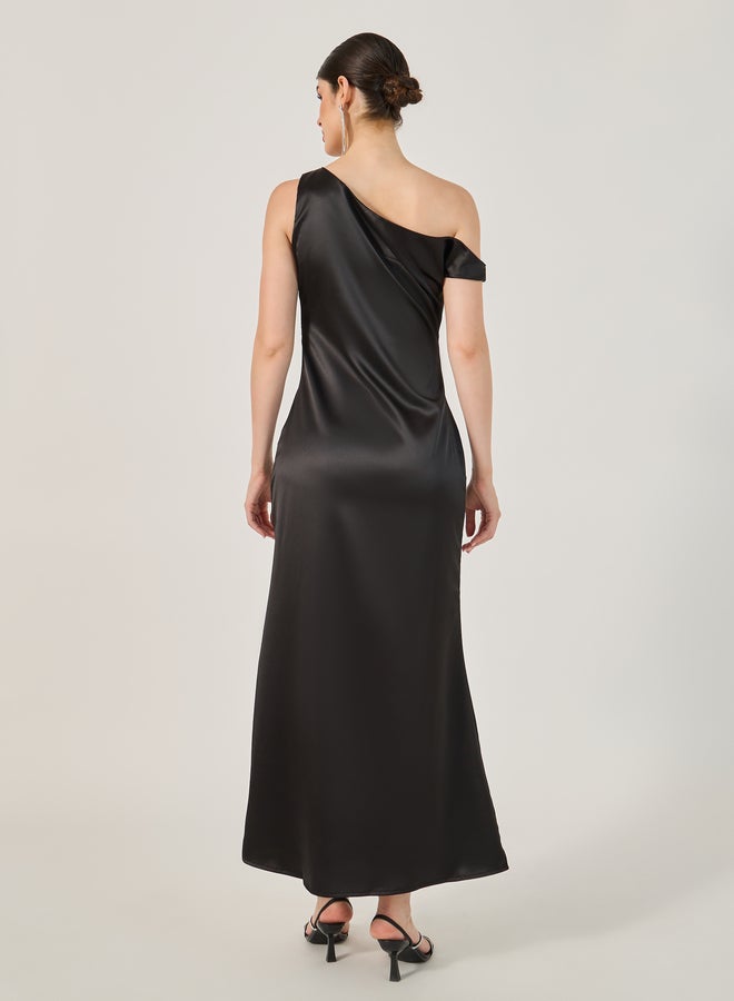 Styli Solid One Shoulder A-Line Maxi Dress  - Image 5