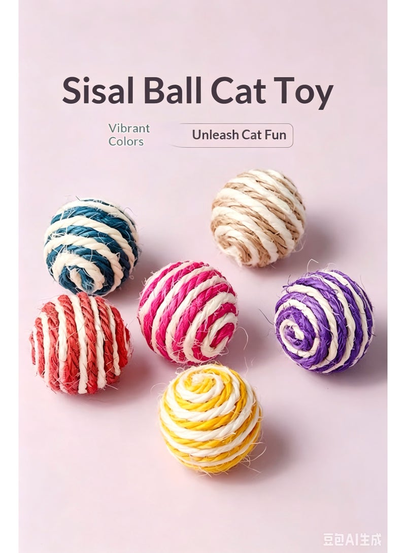 1PCS striped sisal cat catching ball wear-resistant vocal cat molar toy kitten adult cat interactive anti-boring toy (without feathers, random color) - Image 1