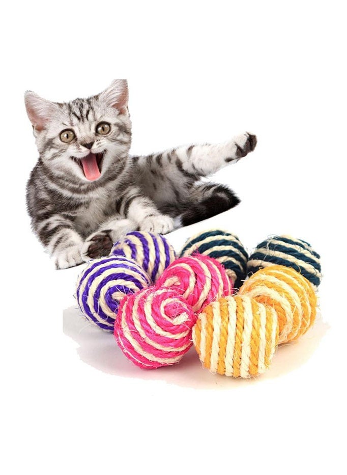 1PCS striped sisal cat catching ball wear-resistant vocal cat molar toy kitten adult cat interactive anti-boring toy (without feathers, random color) - Image 2