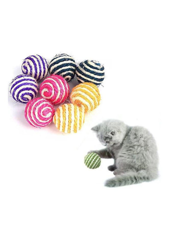 1PCS striped sisal cat catching ball wear-resistant vocal cat molar toy kitten adult cat interactive anti-boring toy (without feathers, random color) - Image 3