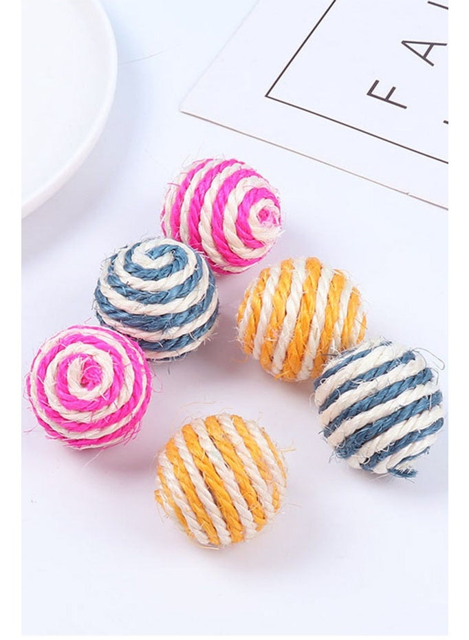 1PCS striped sisal cat catching ball wear-resistant vocal cat molar toy kitten adult cat interactive anti-boring toy (without feathers, random color) - Image 5