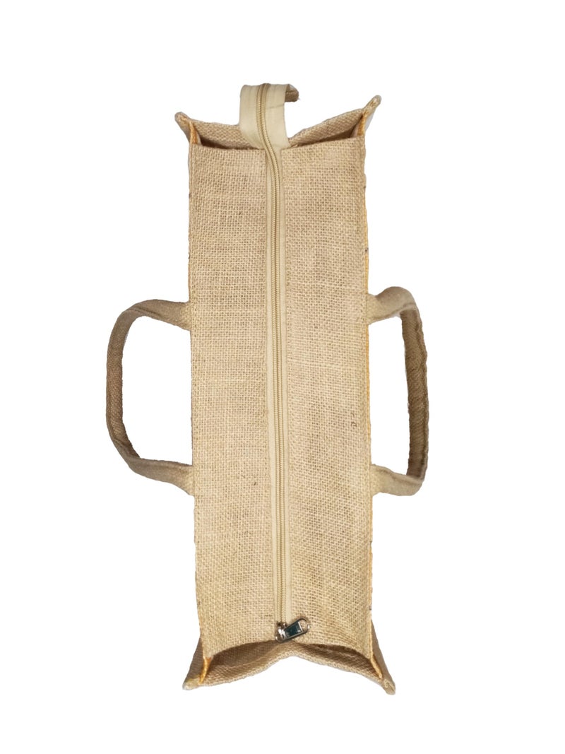 Sangra Multicolor Jute bag for Women and Men Lunch Bag with Zip and Handle (Floral) (Cow) - Image 5