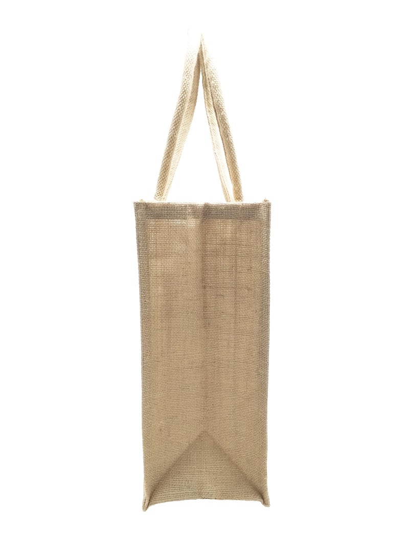 Sangra Multicolor Jute bag for Women and Men Lunch Bag with Zip and Handle (Floral) (Cow) - Image 3