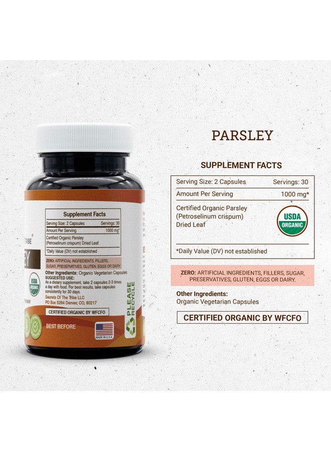Secrets of the Tribe Secrets of the Tribe Parsley USDA Organic 60 Capsules | Made with Vegetarian Capsules and Certified Organic Parsley (Petroselinum crispum) Dried Leaf (60 Capsules) - Image 4