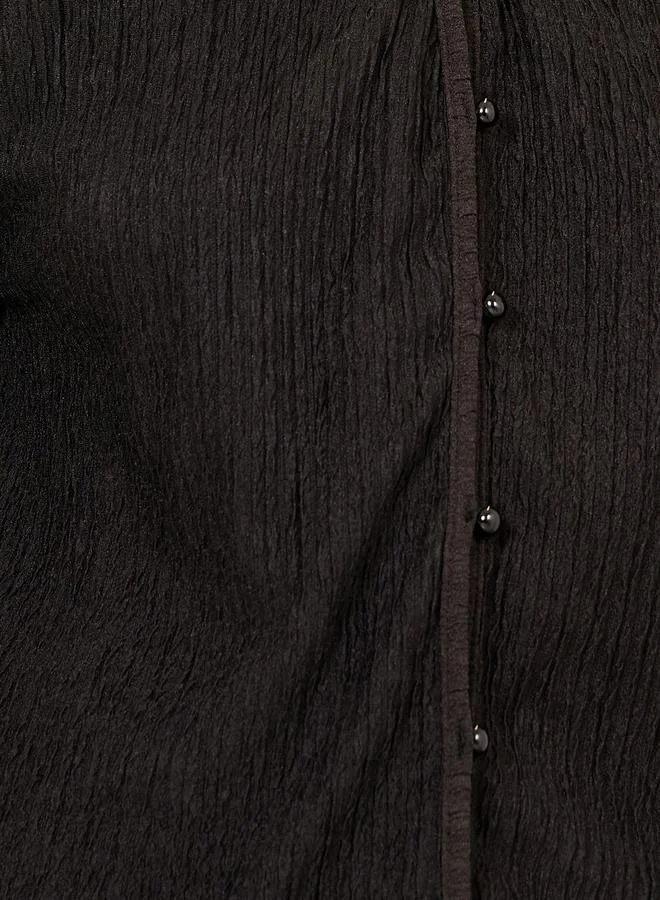 ستايلي Crepe Textured Button Up Top and Side Slit Detail Maxi Skirt Co-Ords