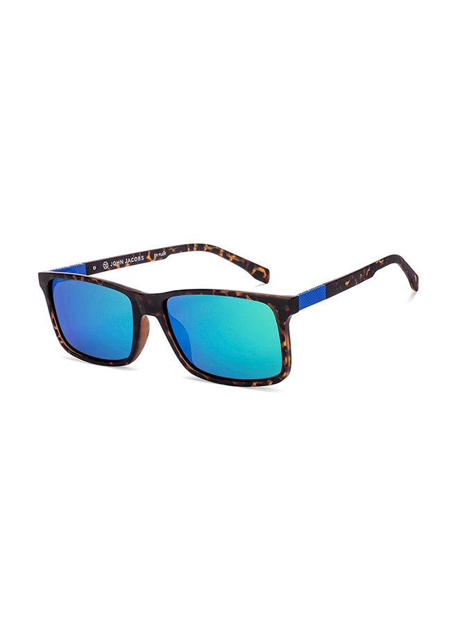 John Jacobs Unisex John Jacobs | Brown - Green | Full Rim Rectangular Stylish & Premium UV Protected Sunglasses | Reflectors | 100% UV Protection (UV 400) | Men & Women | Extra Wide | JJ S70036 - Image 1