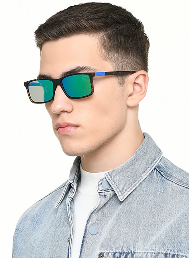 John Jacobs Unisex John Jacobs | Brown - Green | Full Rim Rectangular Stylish & Premium UV Protected Sunglasses | Reflectors | 100% UV Protection (UV 400) | Men & Women | Extra Wide | JJ S70036 - Image 3