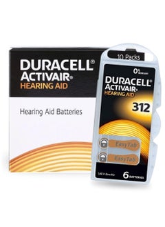 60-Pieces Duracell Activair (Size 312) Hearing Aid 1.45V Zinc-Air Hg0% Mercury Batteries