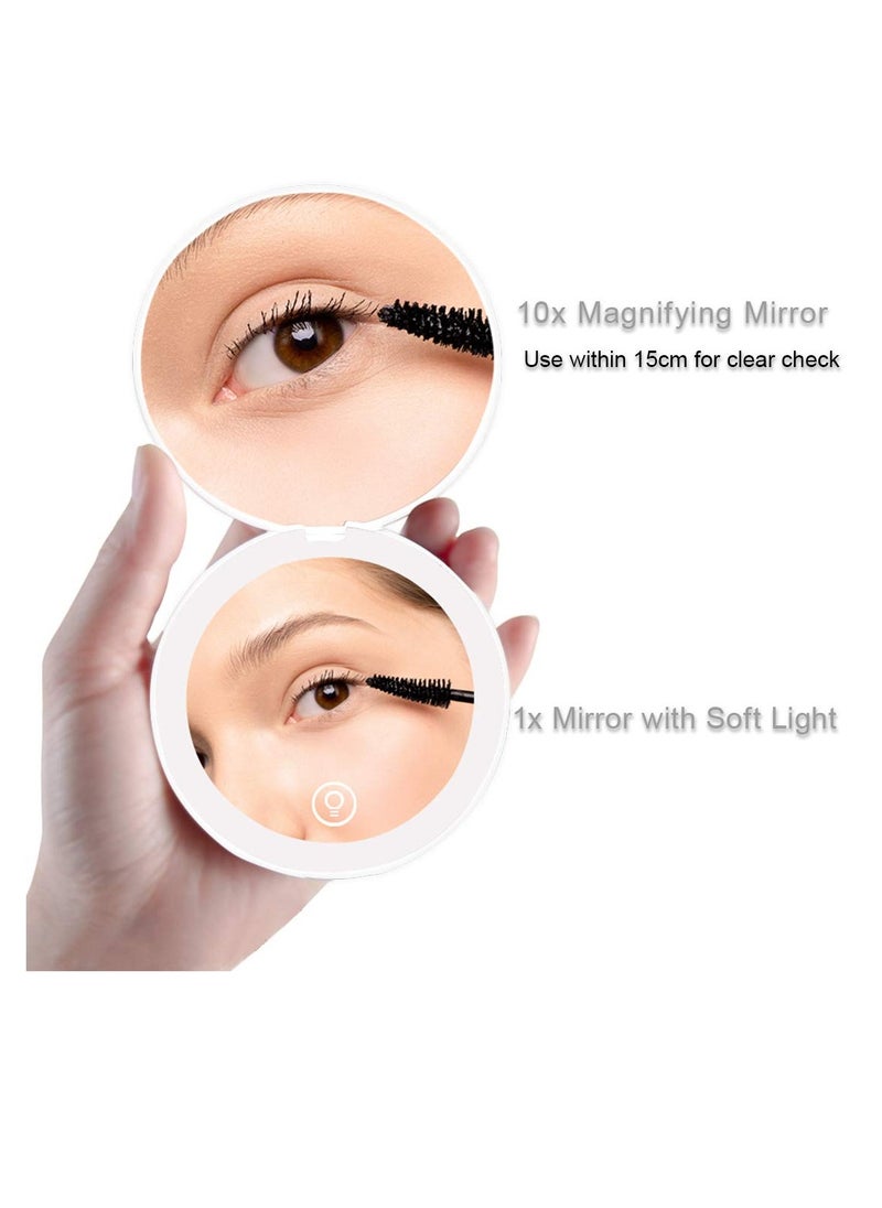 Milishow Compact Mirror with LED Light,1x/10x Magnifying Rechargeable Mirror,3.5in, Dimmable Travel Mirror for Purse,Pocket,Handheld 2-Sided Makeup Mirror  - Image 3