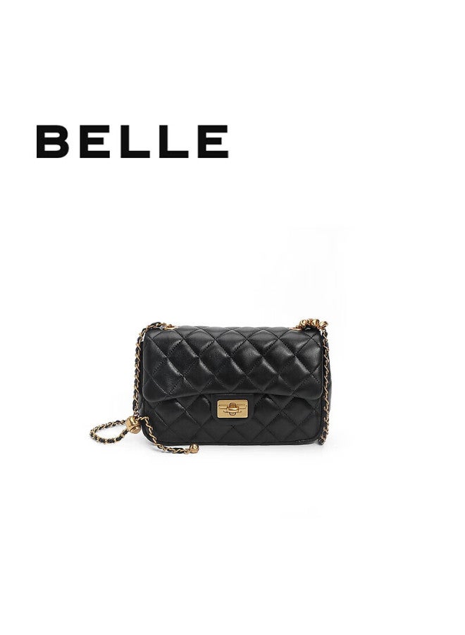 Belle Festival Gift Women's Bag Silver Chain Quilted Lambskin Small Chanel Style X6916bx4 Black - Image 1
