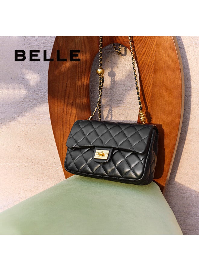 Belle Festival Gift Women's Bag Silver Chain Quilted Lambskin Small Chanel Style X6916bx4 Black - Image 3