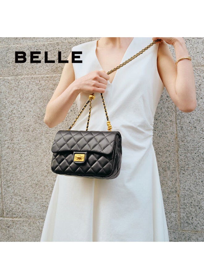 Belle Festival Gift Women's Bag Silver Chain Quilted Lambskin Small Chanel Style X6916bx4 Black - Image 2