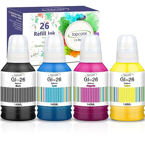 Topcolor GI-26 GI26 GX7021 Ink Refill Bottles Compatible for Canon 26 GI-26 GI26 Ink Bottles, Compatible for Canon MAXIFY GX6021 GX7021 GX7020 GX6020 GX4020 GX5020 GX3020 GX6120 Megatank Printer - Image 1