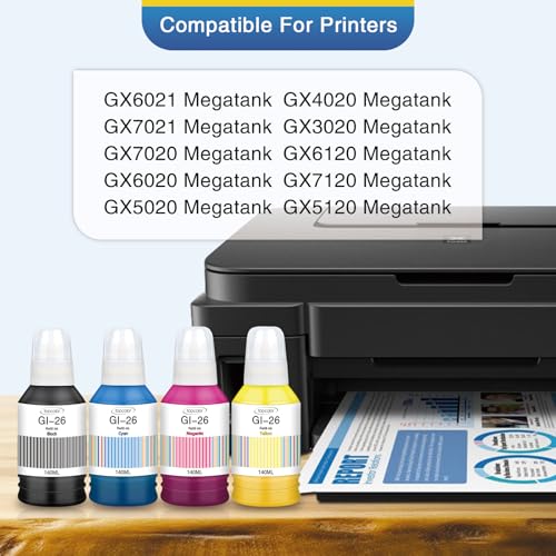 Topcolor GI-26 GI26 GX7021 Ink Refill Bottles Compatible for Canon 26 GI-26 GI26 Ink Bottles, Compatible for Canon MAXIFY GX6021 GX7021 GX7020 GX6020 GX4020 GX5020 GX3020 GX6120 Megatank Printer - Image 2