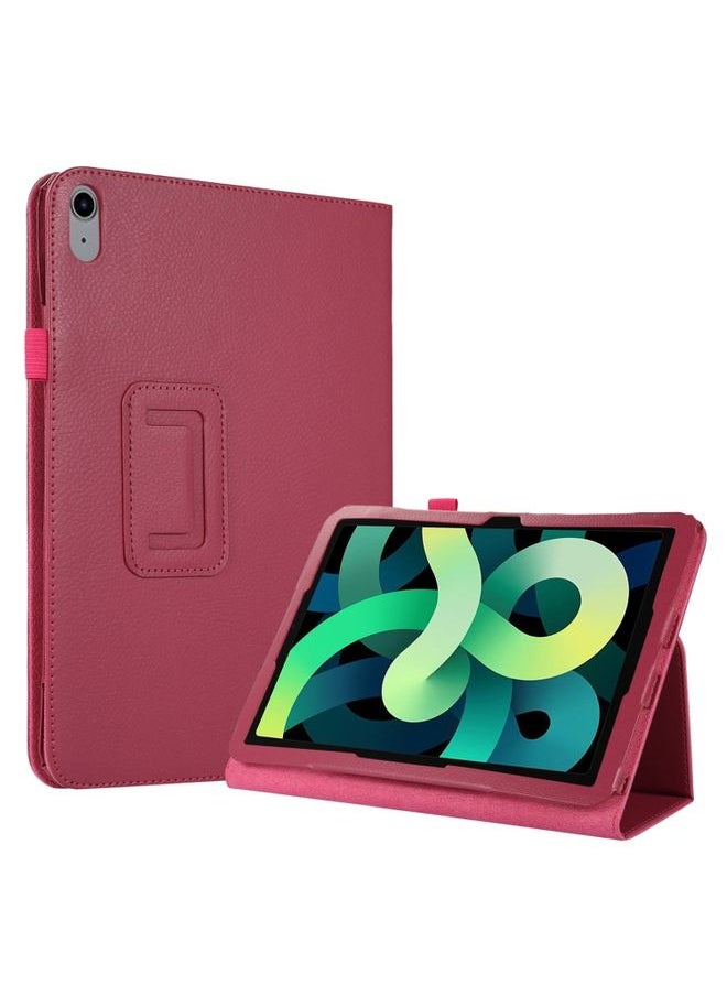 HuHa Case Cover For iPad 10th Gen 10.9 2022 Litchi Texture Leather Smart Tablet Case with Holder Rose Red 