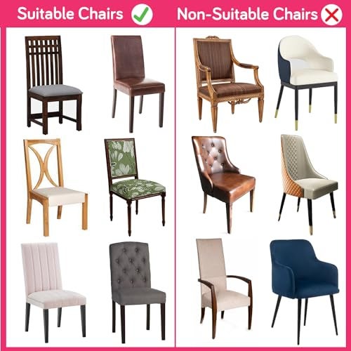 HOKIPO Polyester Water-Resistant Slipcovers for Dining Chair, Pack of 6, Camel (AR-4916-CML*6) - Image 5