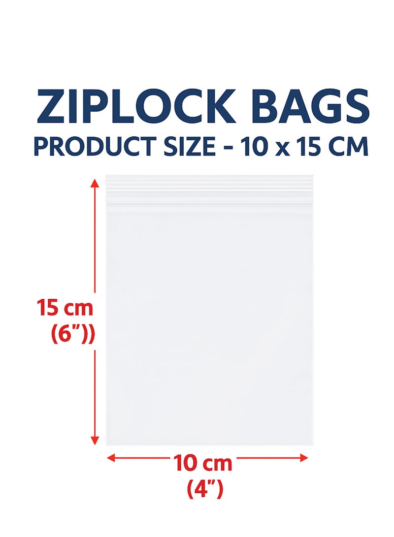 Lavish Clear Ziplock Bags 10x15CM | 25 PACK Transparent Resealable Plastic Pouches |Reclosable Seal for Food Jewelry Travel Packing Storage | Multi Purpose Plastic Zipper Bags - Image 2