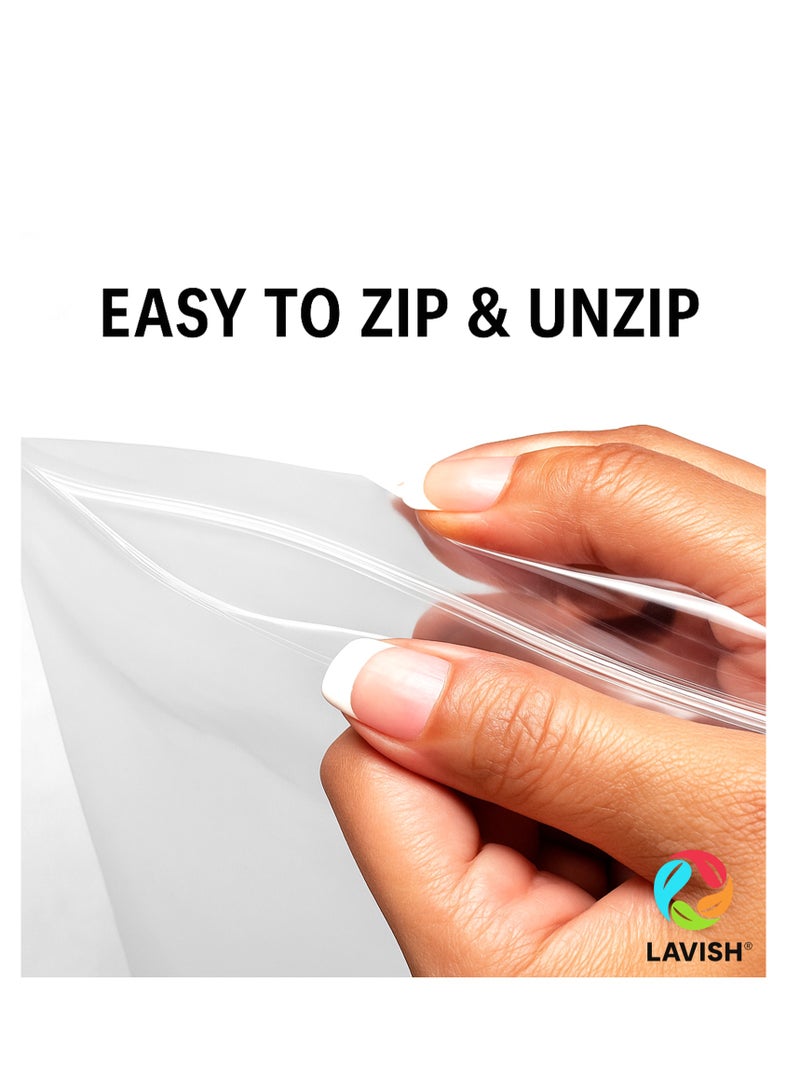 Lavish Clear Ziplock Bags 10x15CM | 25 PACK Transparent Resealable Plastic Pouches |Reclosable Seal for Food Jewelry Travel Packing Storage | Multi Purpose Plastic Zipper Bags - Image 4