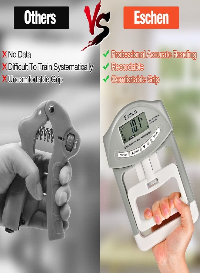 Eschen Grip Strength Trainer, Hand Strengthener for Forearm Finger Exerciser, Adjustable Resistance Measurement Meter Auto Capturing Electronic Grip Trainer for Athletes, Home, Car, Clinic 198 Lbs/90 Kgs - Image 5