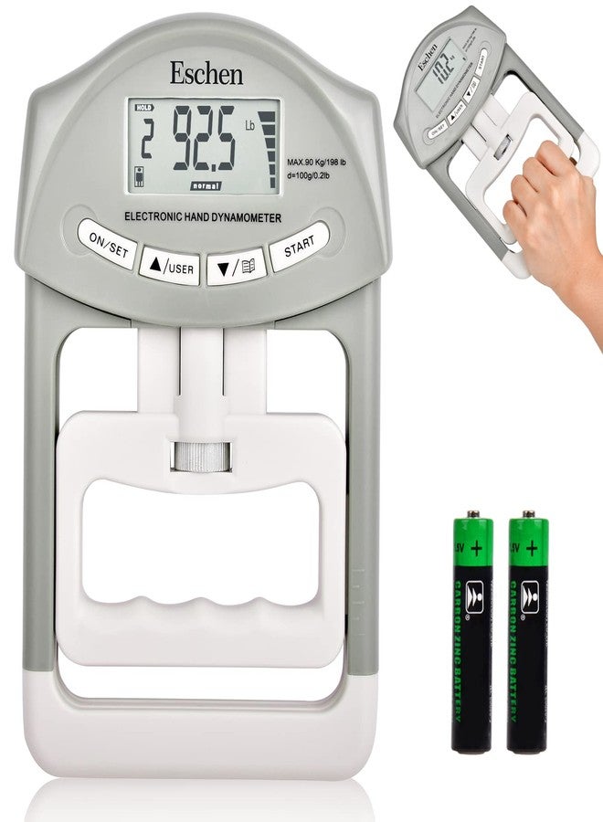 Eschen Grip Strength Trainer, Hand Strengthener for Forearm Finger Exerciser, Adjustable Resistance Measurement Meter Auto Capturing Electronic Grip Trainer for Athletes, Home, Car, Clinic 198 Lbs/90 Kgs - Image 1