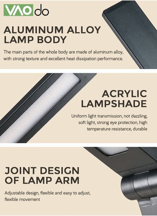 VAOdo LED Desk Lamp with Dimmable USB Charging Port Touch Controlled Home Desk Lamp Bright Reading Table Lamp 3 Color Modern Eye Light Natural Light Task Lamp Black  - Image 3