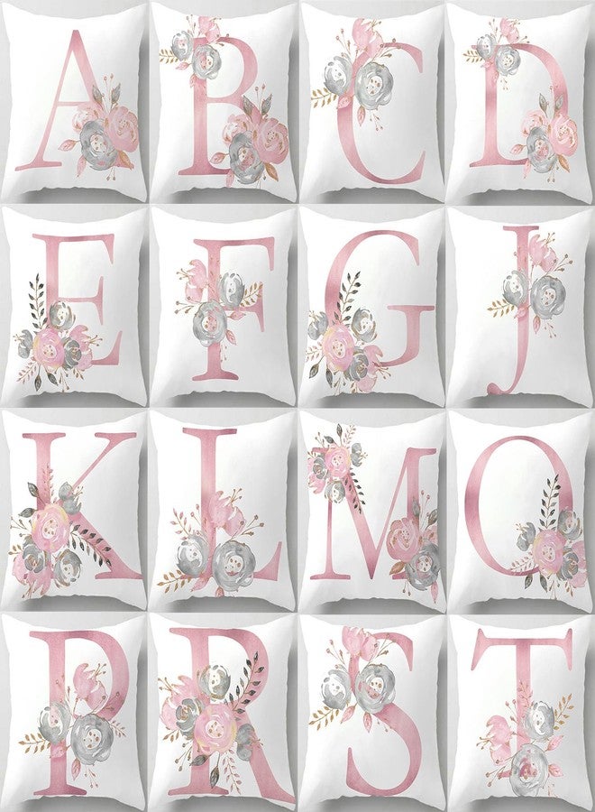 Tillskuch Pink Throw Pillow Covers Cute Alphabet Decorative Cushion Covers Square Letter Throw Pillows Protectors for Sofa Couch Bedroom Chair Home Decor 18 x 18 Inch(K) - Image 2