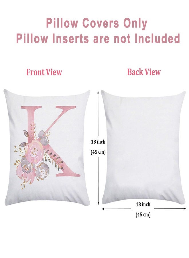 Tillskuch Pink Throw Pillow Covers Cute Alphabet Decorative Cushion Covers Square Letter Throw Pillows Protectors for Sofa Couch Bedroom Chair Home Decor 18 x 18 Inch(K) - Image 3