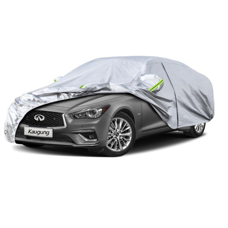 Kaugung 6 Layers Car Cover Custom Fit Infiniti Q50 Sedan from 2013 to 2025 Waterproof Car Cover All Weather for Automobiles Outdoor Indoor with Zipper Door Sun Rain Dust Snow Protection