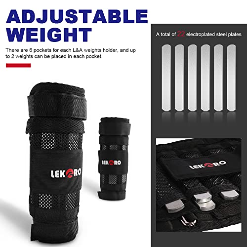 LEKÄRO Adjustable Ankle Weights, Leg Wrist Weights, Removable Leg Weights for Men Women Fitness, Walking, Jogging, Workout, 1Pair 2 Pack (Max 11 LBS) - Image 2