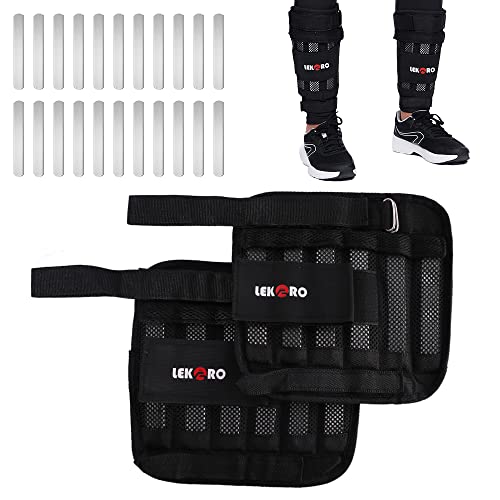 LEKÄRO Adjustable Ankle Weights, Leg Wrist Weights, Removable Leg Weights for Men Women Fitness, Walking, Jogging, Workout, 1Pair 2 Pack (Max 11 LBS) - Image 1
