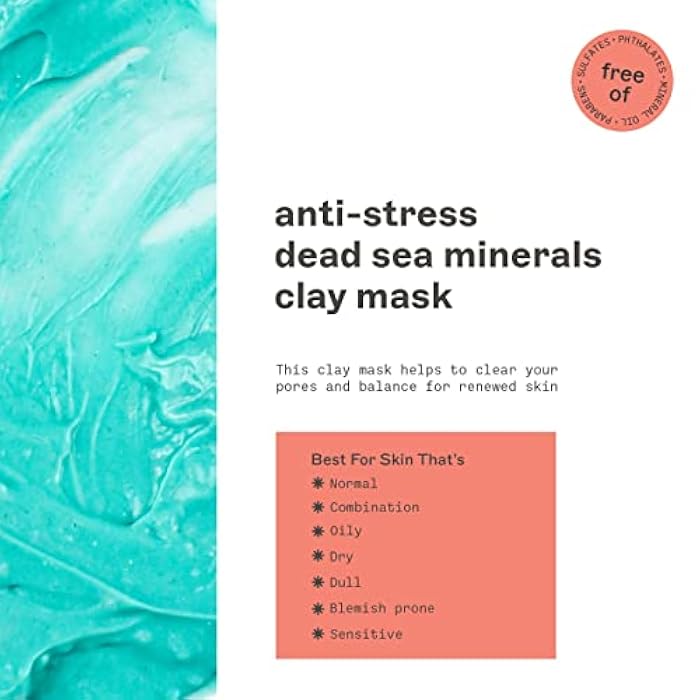 Freeman Anti-Stress Clay Mask, Dead Sea Mineral Face Mask, Lavender & Sea Salt Balance & Calm Skin, Unclog Pores, Facial Mask For All Skin Types, No Harsh Chemicals, 6 fl. oz./175 ml Tube, 1 Count - Image 2